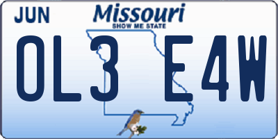 MO license plate OL3E4W