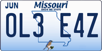 MO license plate OL3E4Z