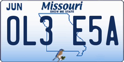 MO license plate OL3E5A