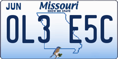 MO license plate OL3E5C