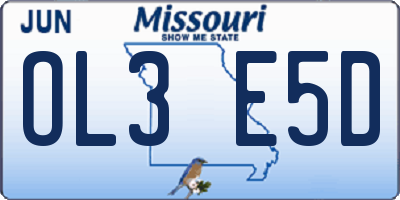MO license plate OL3E5D