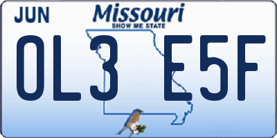 MO license plate OL3E5F