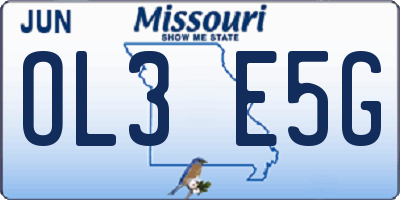 MO license plate OL3E5G