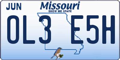 MO license plate OL3E5H