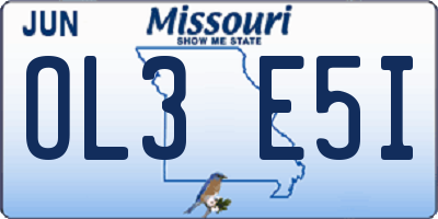 MO license plate OL3E5I