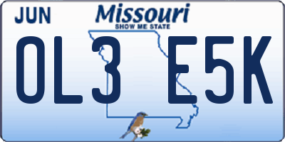 MO license plate OL3E5K