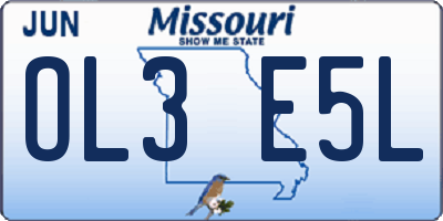MO license plate OL3E5L