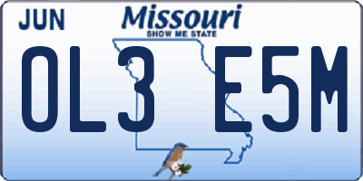 MO license plate OL3E5M