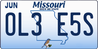 MO license plate OL3E5S