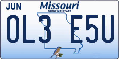 MO license plate OL3E5U