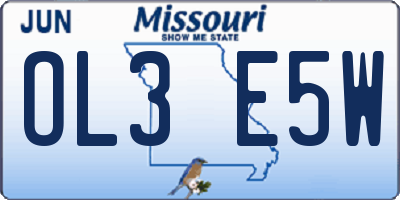 MO license plate OL3E5W