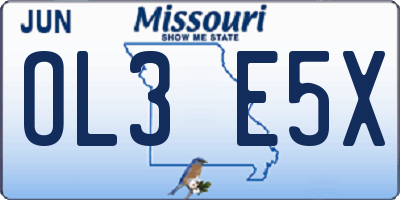 MO license plate OL3E5X