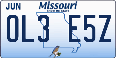 MO license plate OL3E5Z