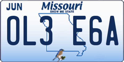 MO license plate OL3E6A