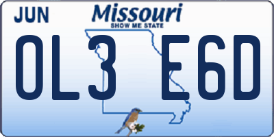 MO license plate OL3E6D