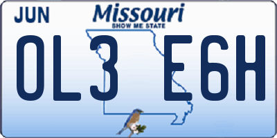 MO license plate OL3E6H