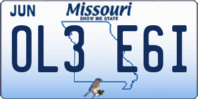 MO license plate OL3E6I