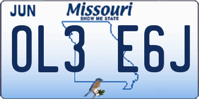 MO license plate OL3E6J