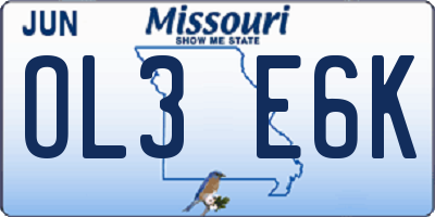 MO license plate OL3E6K