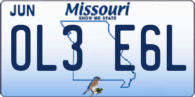 MO license plate OL3E6L