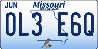 MO license plate OL3E6Q