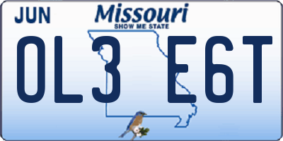 MO license plate OL3E6T