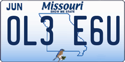 MO license plate OL3E6U