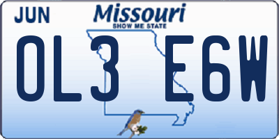 MO license plate OL3E6W