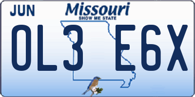 MO license plate OL3E6X