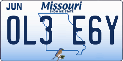 MO license plate OL3E6Y