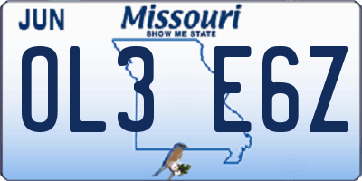 MO license plate OL3E6Z