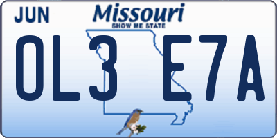 MO license plate OL3E7A