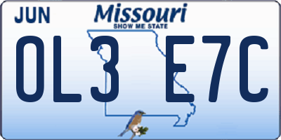 MO license plate OL3E7C
