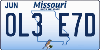 MO license plate OL3E7D