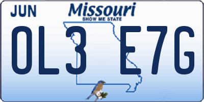 MO license plate OL3E7G