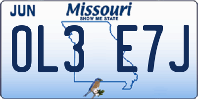 MO license plate OL3E7J