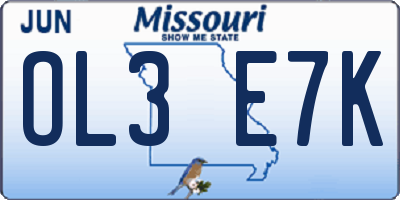 MO license plate OL3E7K