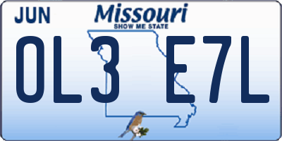 MO license plate OL3E7L