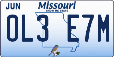MO license plate OL3E7M