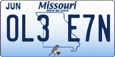 MO license plate OL3E7N