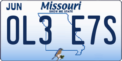 MO license plate OL3E7S