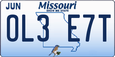 MO license plate OL3E7T