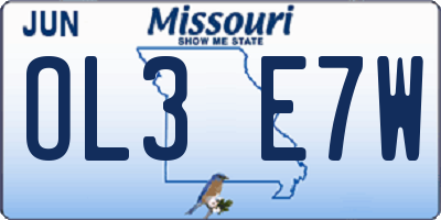 MO license plate OL3E7W