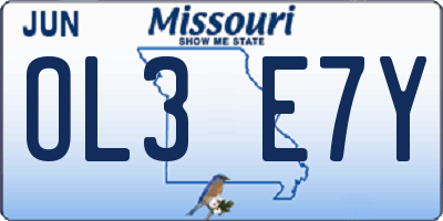 MO license plate OL3E7Y