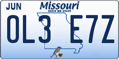 MO license plate OL3E7Z