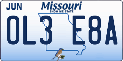 MO license plate OL3E8A