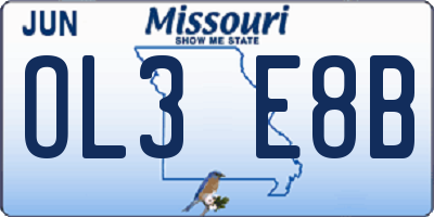 MO license plate OL3E8B
