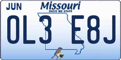 MO license plate OL3E8J