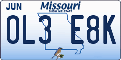 MO license plate OL3E8K