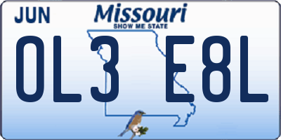 MO license plate OL3E8L